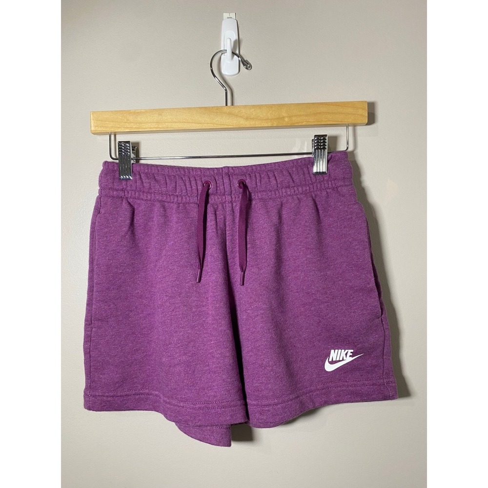 Nike Women's Purple Sweat Shorts XS Drawstring Waist Club Fleece Logo Athletic